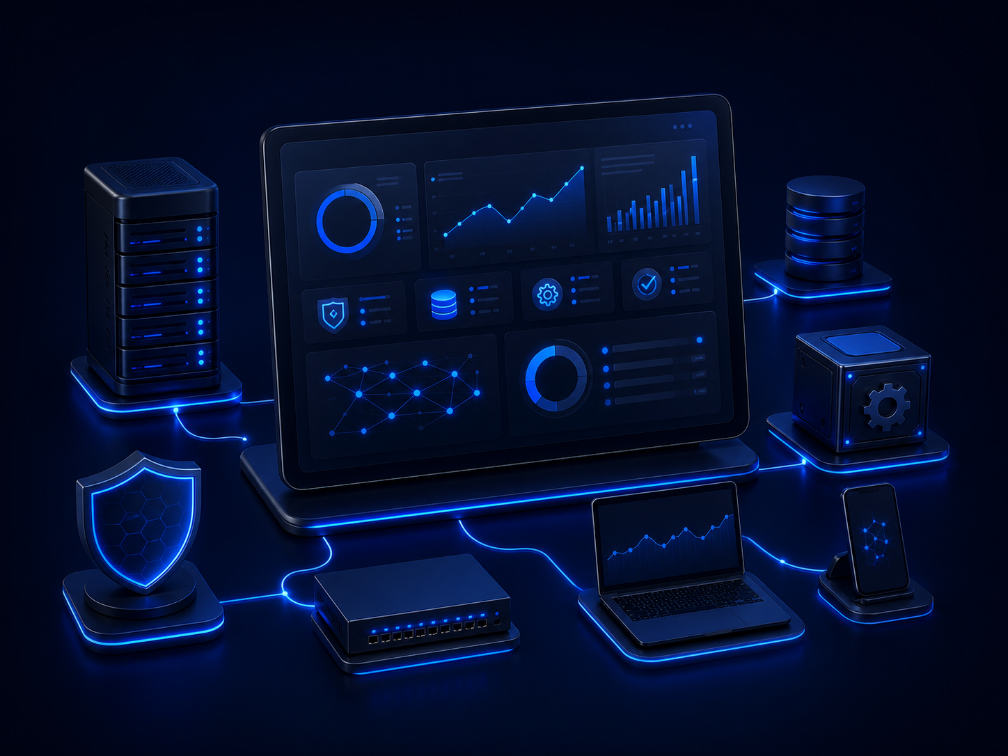 Übersicht von IT Support, Infrastruktur, Security und Monitoring